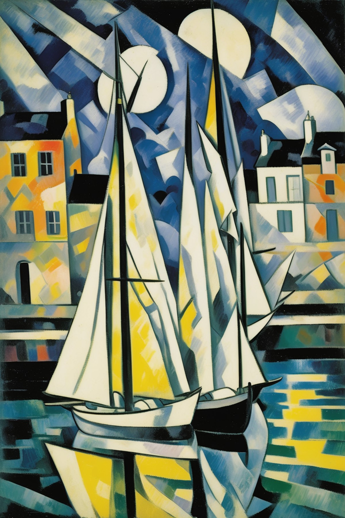 <lora:Lyonel Feininger Style:1>Lyonel Feininger Style - 102636. A painting by Georges Braque. A painting of Helensburgh Ha...